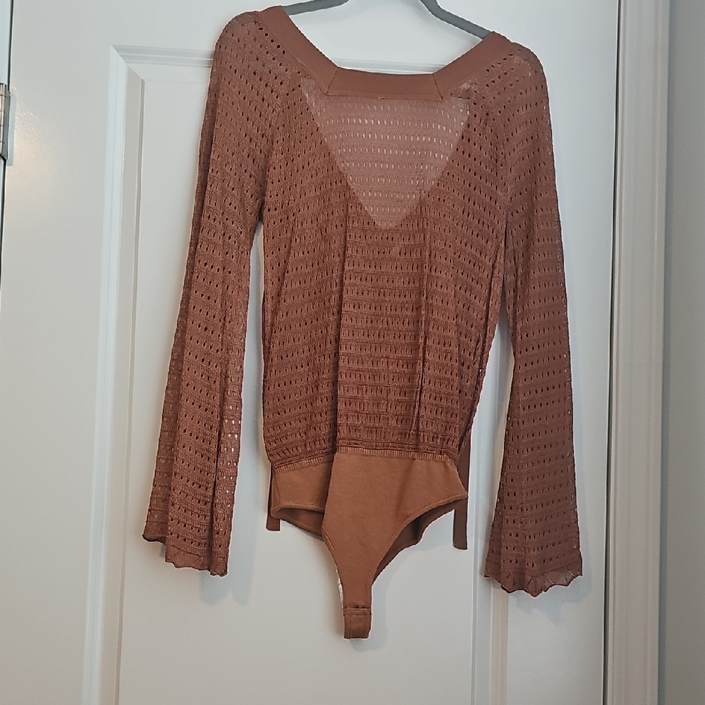 Free People Rust Long Sleeve Bodysuit